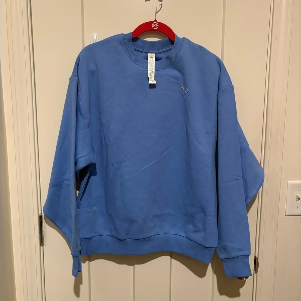 ALO Yoga Accolade Crew Neck Pullover Small Crystal Clear NWT